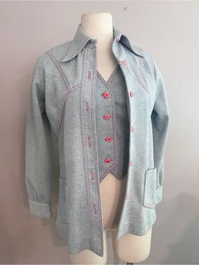 1970s Vintage Douglas Marc Knit Western two pice set button down and vest